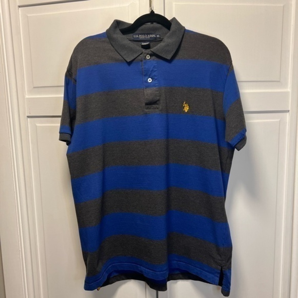 U.S. POLO ASSN. Short Sleeve Polo Slim Fit Size XL Color Blue And Gray
